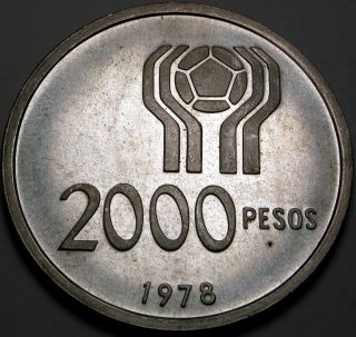 Argentina 2000 Pesos 1978 Proof - Silver - 1978 World Soccer Championship photo