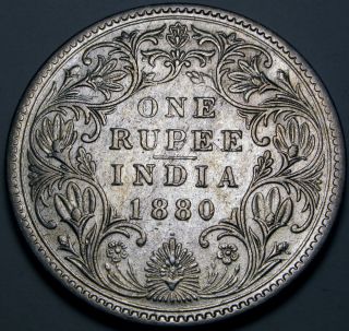 India (brtish - Colony) 1 Rupee 1880 - Silver - Queen Victoria photo