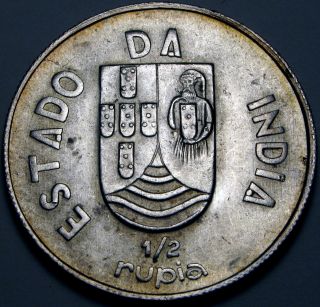 India (portuguese Administration) 1/2 Rupia 1936 - Silver photo