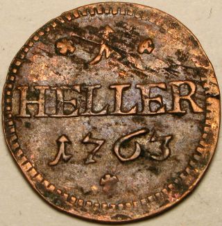 Saxe - Hildburghausen (german) 1 Heller 1763 - Copper - Ernst Friedrich Iii.  Carl - 2 photo