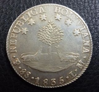 Bolivia Silver Coin 8 Soles,  Km97 Xf - 1835 L.  M. photo