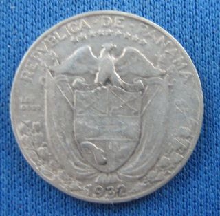1932 Panama 1/10 Balboa Silver Coin photo