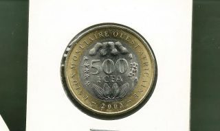West African States 2003 500 Francs Bi - Metallic Unc Coin photo