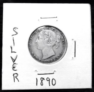 Silver 1890 Foundland 20 Cents Coin photo