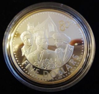 2006 Silver & Gold Proof Fiji $5 Crown Coin + The Queens 80th Birthday photo