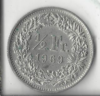 Switzerland 1969 - B 1/2 Francs.  Circulated. photo