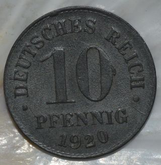 Germany - Empire 10 Pfennig 1920 Unc? Km 26 photo