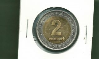 Turkmenistan 2010 2 Manat Bi - Metallic Unc Coin photo