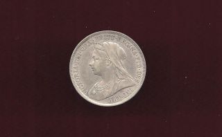 Great Britain Uk 1899 One Shilling Silver Unc Coin photo