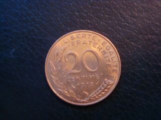 One 1978 France 20 Centimes Coin Km 930 photo
