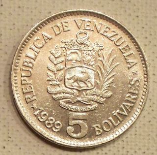 Venezuela 1989 5 Bolivares Coin photo