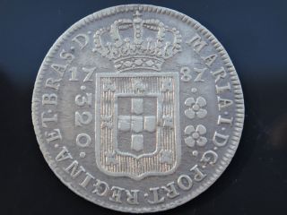 Brazil 1787 Silver Coin 320 Reis Low Crown D.  Maria I Very Rare photo