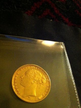 1876 Soverign Young Victoria Gold Coin Rare photo