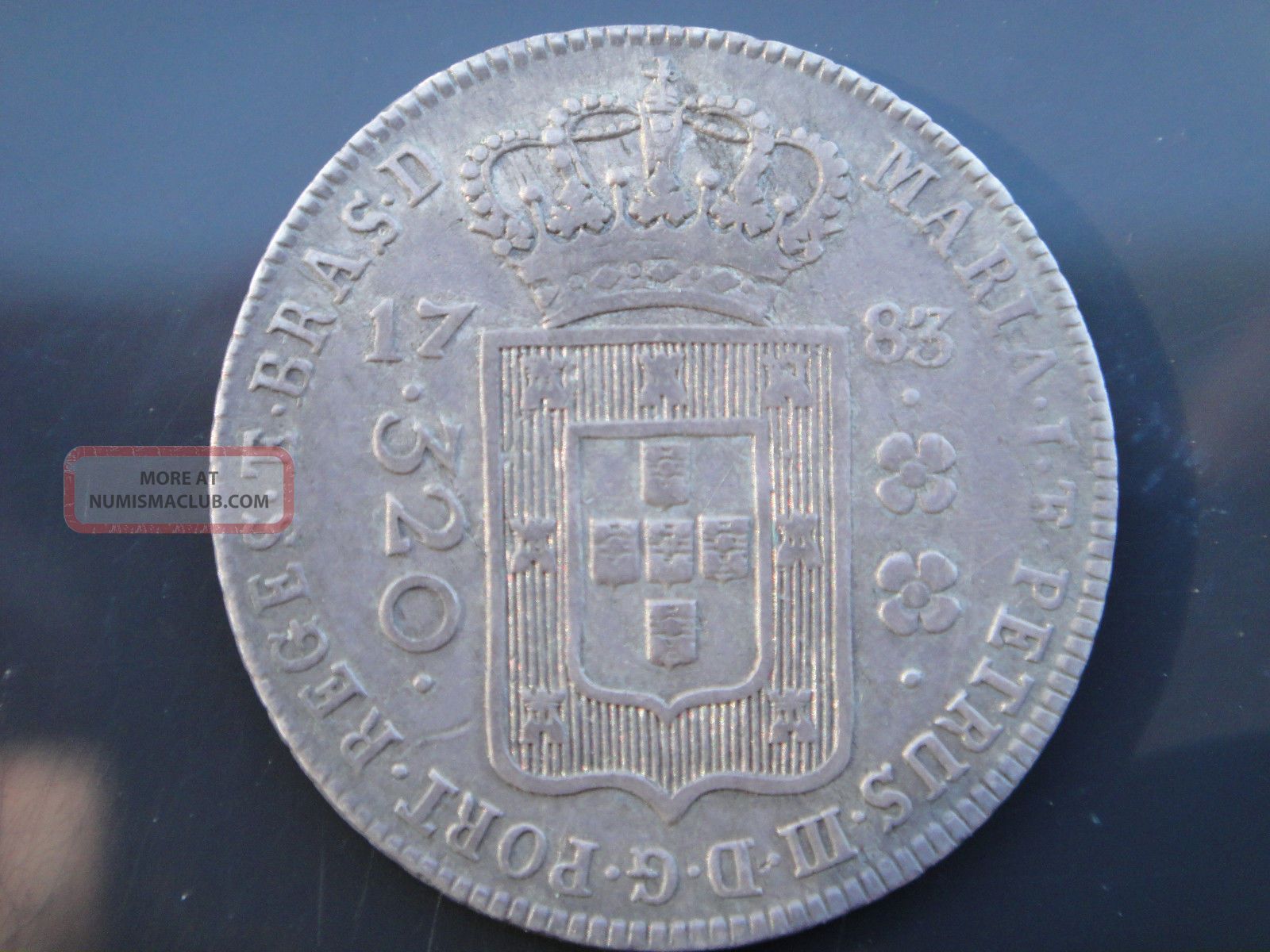 Brazil 1783 Silver Coin 320 Reis High Crown D.  Maria I E D.  Pedro Iii Rare South America photo