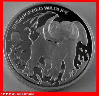 2007 Endangered Wildlife Elephant 10 Francs Silver Coin photo