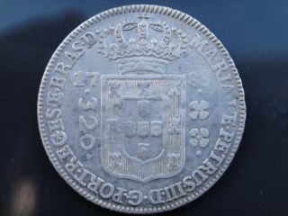 Brazil 1783 Silver Coin 320 Reis High Crown D.  Maria I D.  Pedro Iii Rare photo
