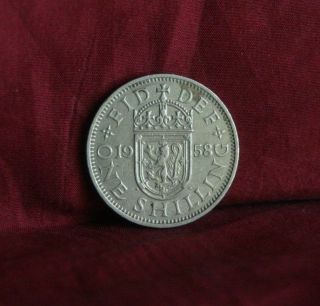 1958 Great Britain One Shilling England World Coin Uk Lion English Shield Crown photo