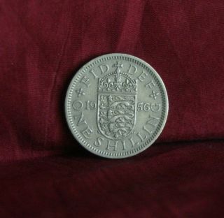 1956 Great Britain One Shilling England World Coin Uk Lion English Shield Crown photo