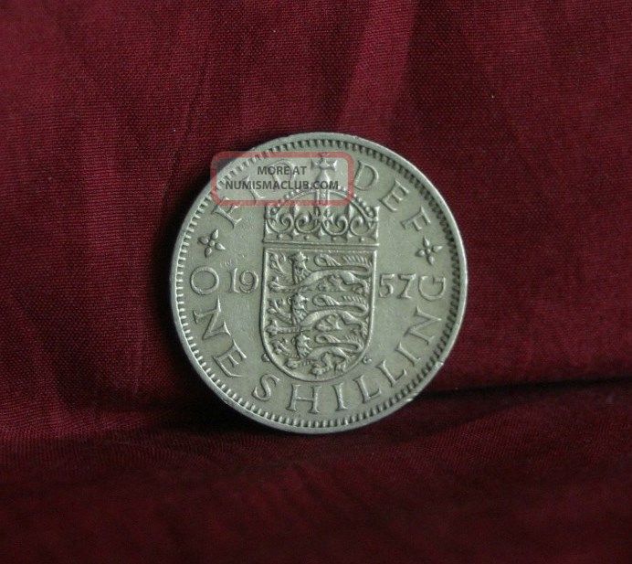1957 Great Britain One Shilling England World Coin Uk Lion English Shield Crown UK (Great Britain) photo