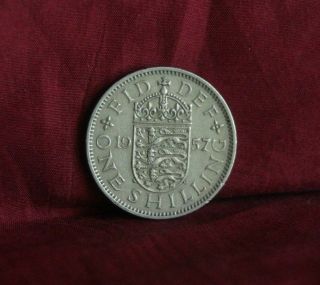 1957 Great Britain One Shilling England World Coin Uk Lion English Shield Crown photo