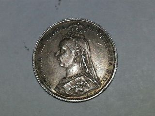 1887 Silver 6 Pence Victoria (jubilee Head/shield Reverse) 1 Yr Type Coin. photo