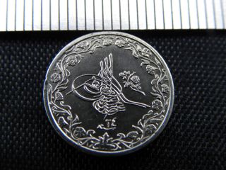 Egypt Nickel Coin 1898 One Tenth Qirsh Ottoman Empire Sultan Abdul Hamid Ii Xf+ photo