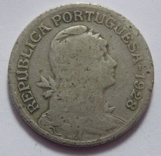 1928 Portugal Copper - Nickel Escudos Coin photo