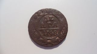 1748 Denga (1/2 Kopek) Russian Empire Coin Elizaveta Petrovna Vf photo