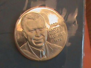 United Auto Worker Union Comm Silver Bu Coin - Walter Reuther Guarantee photo