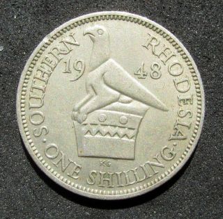 1948 Southern Rhodesia (zimbabwe) 1 Shilling Great British Colonial Coin photo