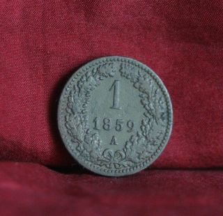 1859 A Austria 1 Kreuzer Copper World Coin Km2186 Eagle Crown photo