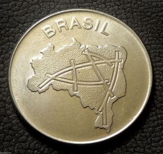 Brazil,  1982 10 Cruzeiros Map Of Brazil ' S Main Roads.  Coin photo