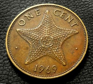 Commonwealth Of The Bahamas,  1969 1 Cent Elizabeth Ii Lg.  Starfish Coin photo