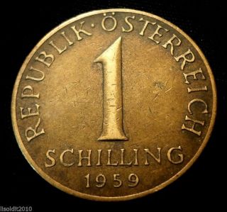 Austria 1959 1 Schilling Three Edelweiss Flowers Coin photo