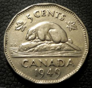 Canada,  1949 5 Cents George Vi Beaver Coin photo