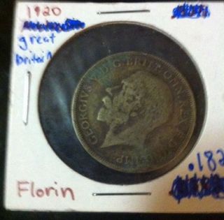 1920 Great Britain One Florin (2 Shillings) Silver Coin photo