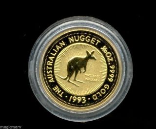 1993 Australian 1/20th Oz Gold Nailtailed Wallaby.  9999 Fine In Capsule photo
