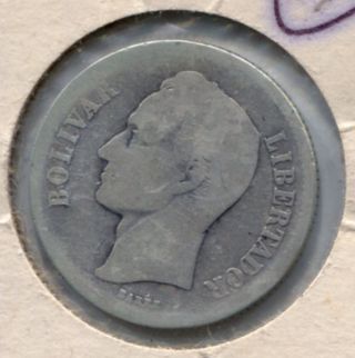 1922 Venezuela 2 Bolivares Silver Coin photo