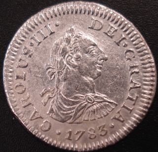Mexico 1/2 Real Mo (mexico City) 1783 F.  F.  Carolus Iii Spanish Calonial Coin photo