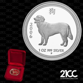 2006 Australia Year Of The Dog $1 Silver Proof Coin Lunar Rare photo