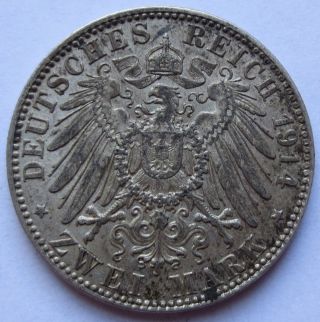 1914 - D German States Bavaria Zwei 2 Mark Silver Coin Xf Ludwig Iii (100815r) photo