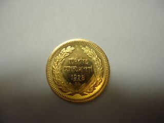 Gold Coin: 1923 Kemal Ataturk Turkey 50 Kurush 1923 (38) 3.  62 Grams photo