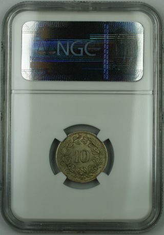 1851 Bb Switzerland 10 Rappen Coin,  Ngc Ms - 63,  Quite Scarce In This photo