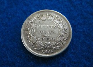 1891 Bolivia Silver 20 Centavos - Vf/xf - photo