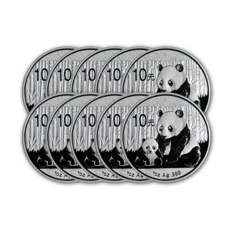Ten (10) - 2012 China Silver Panda (1 Oz) - Bu photo