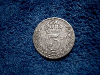 England: Scarce Silver 3 Pence:1925 About Very Fine photo
