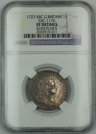 1723 Ssc Britain 1s Shilling Coin Esc - 1176 George I Ngc Xf Details Scratches Akr photo