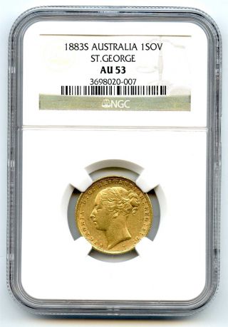 1883 S Ngc Au53 Australia Gold Sovereign St.  George photo