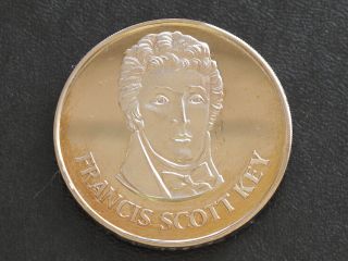 Francis Scott Key Proof - Quality Solid Bronze Medal Danbury D0352 photo