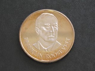Franklin Roosevelt Proof - Quality Solid Bronze Medal Danbury D0350 photo